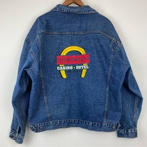 Horseshoe Casino Hotel size 2XL Men’s Blue Denim Embroidered Jean Jacket